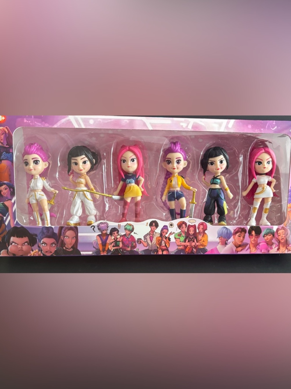 6-Pack Girls' Fashion Dolls Set - Pink & Purple Hair